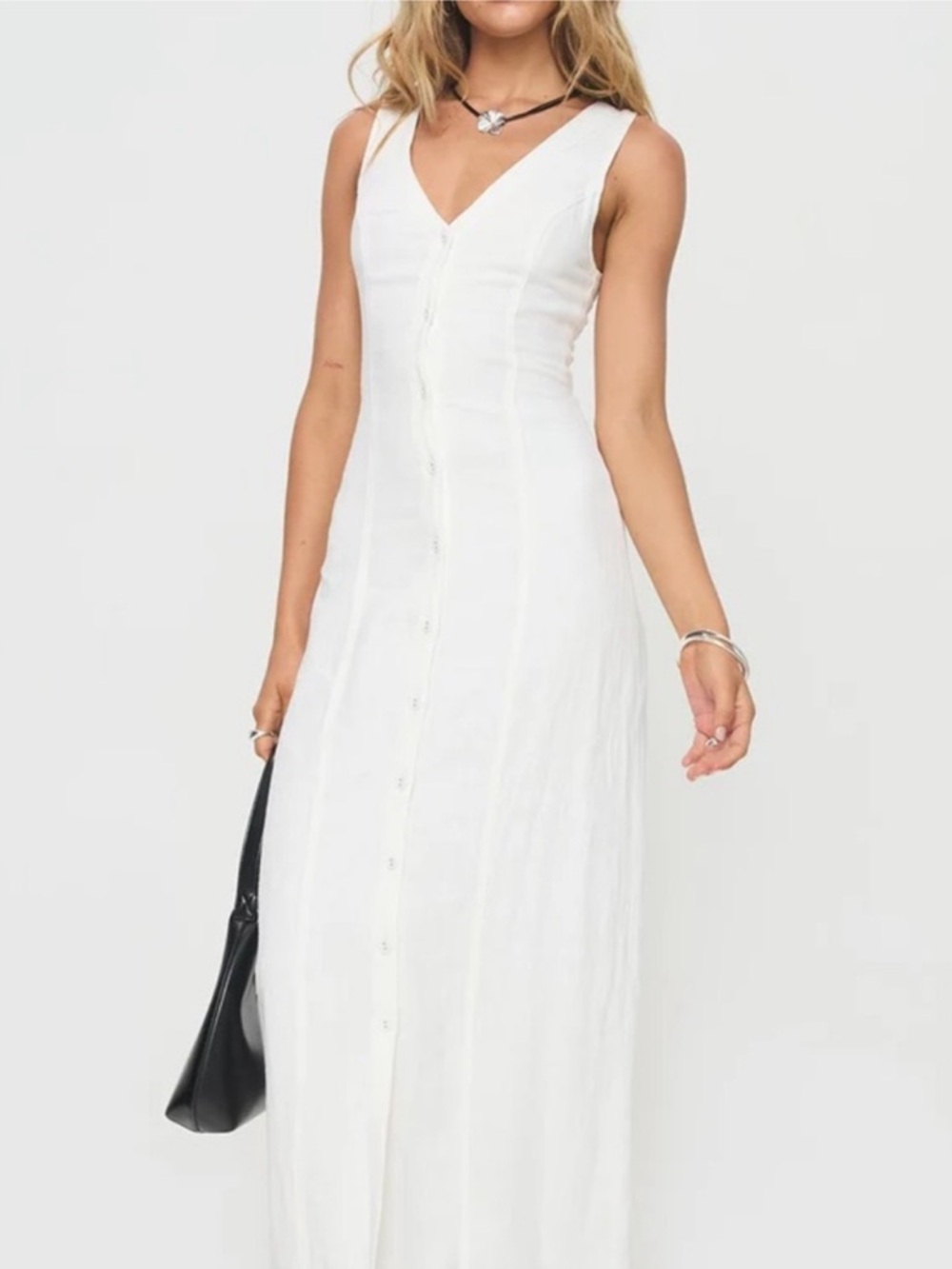 Princess Polly Summer Season Button Front Linen Blend Dress New! - Picture 5 of 15